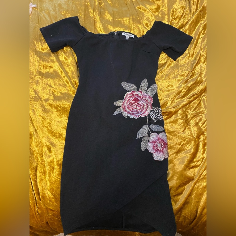 Charlotte Russe rose printed off the shoulder dress